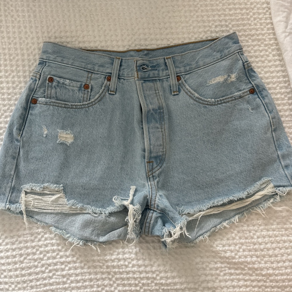 Levi's Light Wash Distressed Jean Shorts